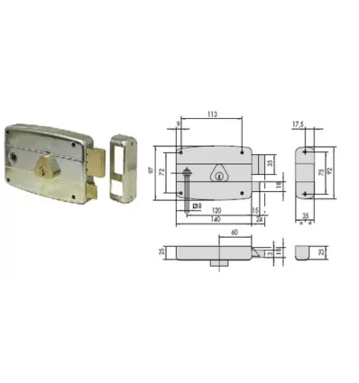 SERRATURA CISA 50571 DX C/MANIGLIA